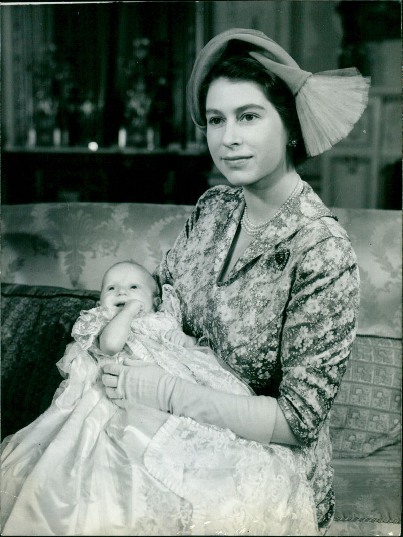 Queen Elizabeth II and Baby Princess Anne - Vintage Photograph