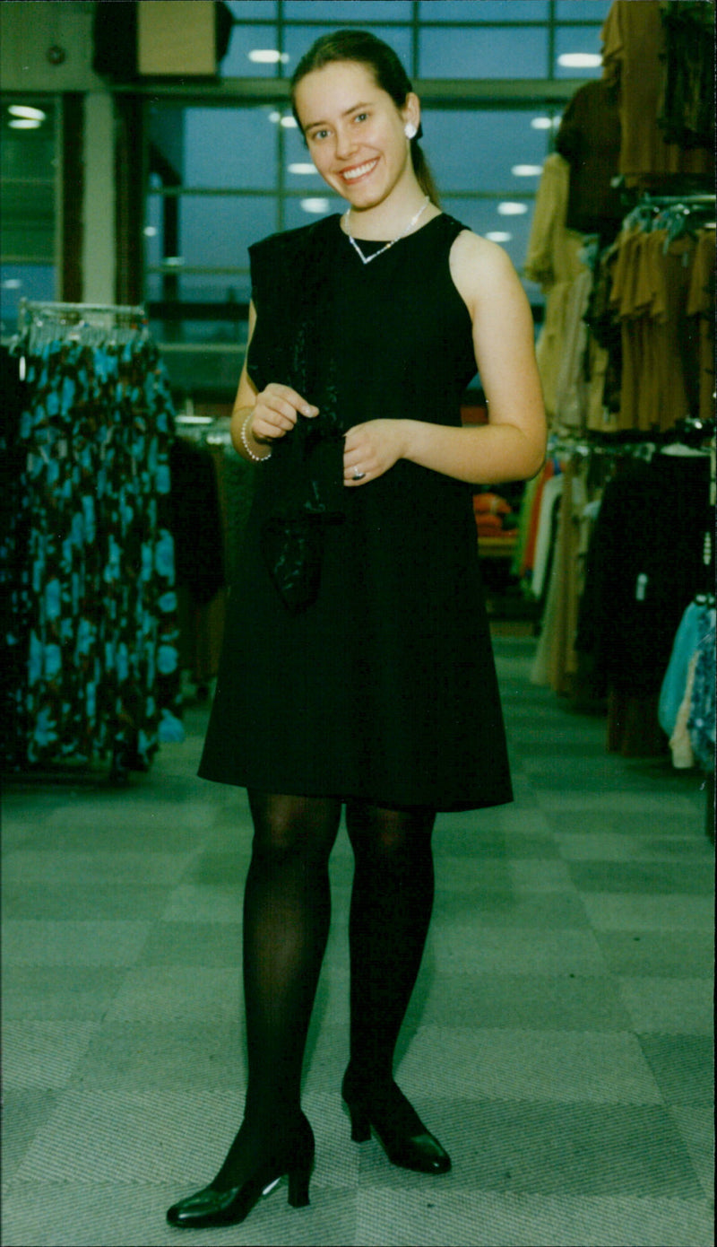 Paulina Wojtowska, a student at Pembroke College, models new clothing from the 100% DAVE FLEMING collection. - Vintage Photograph