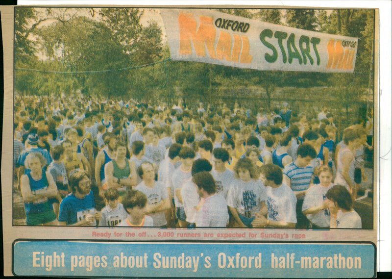 Thousands of runners get ready to start the Oxford Half Marathon. - Vintage Photograph