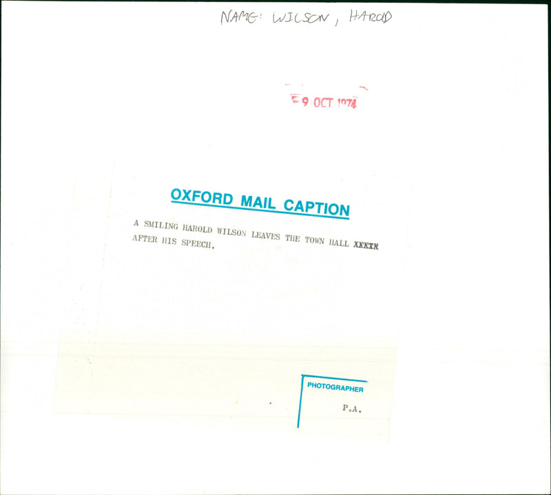 Harold Wilson - Vintage Photograph