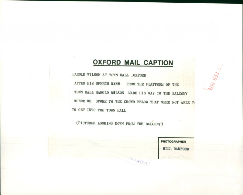 Harold Wilson - Vintage Photograph