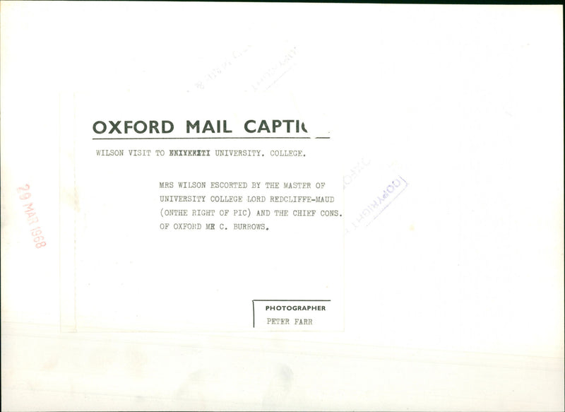 Mary Wilson visited to University College - Vintage Photograph