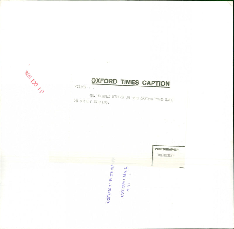 Harold Wilson - Vintage Photograph