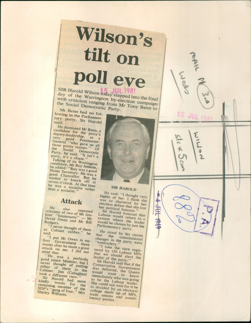 Harold Wilson - Vintage Photograph