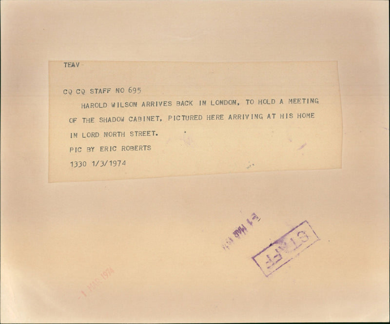 Harold Wilson - Vintage Photograph