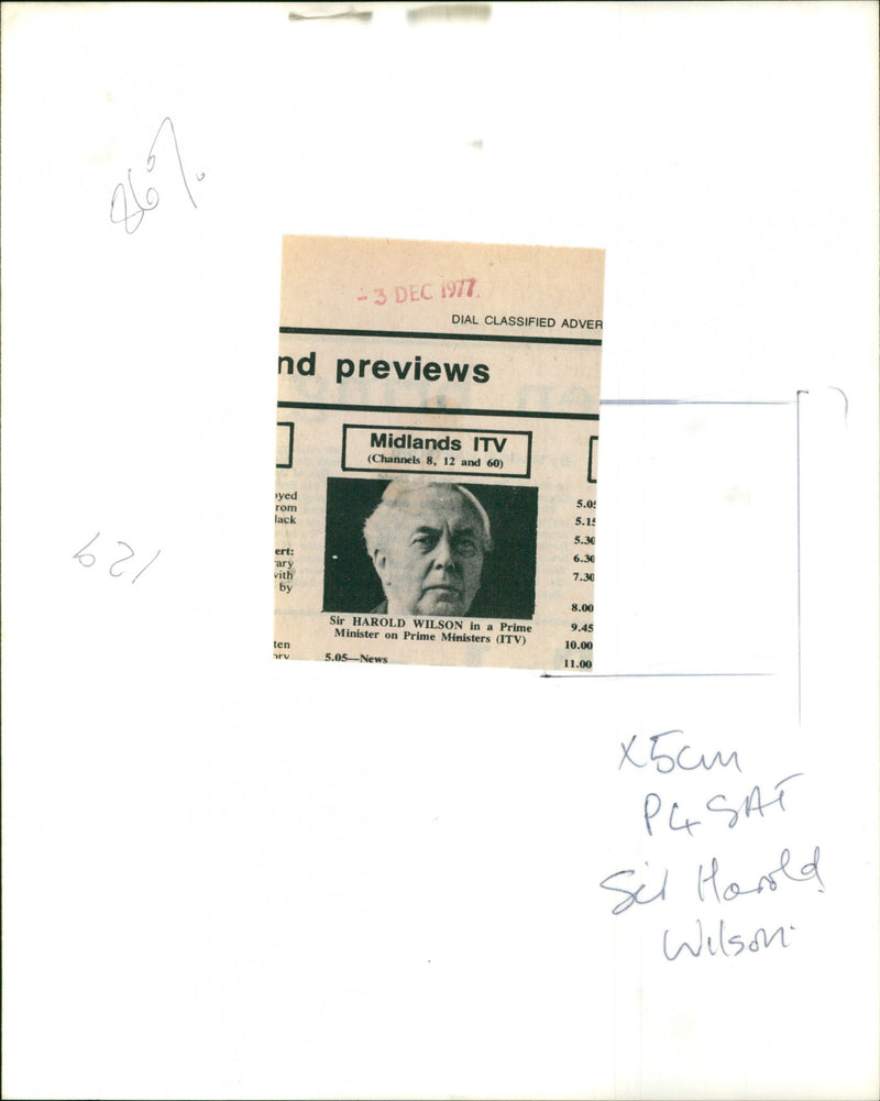 Harold Wilson - Vintage Photograph