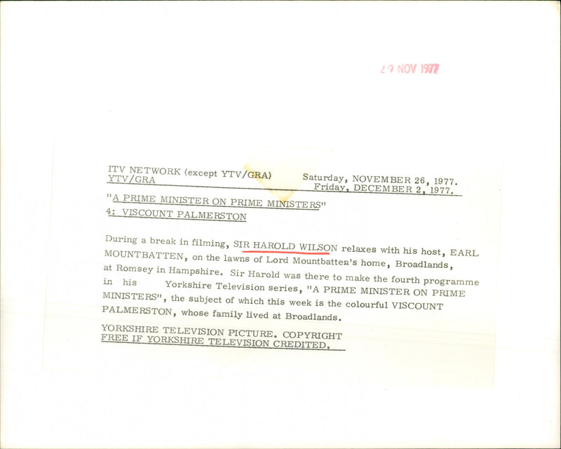 Harold Wilson - Vintage Photograph