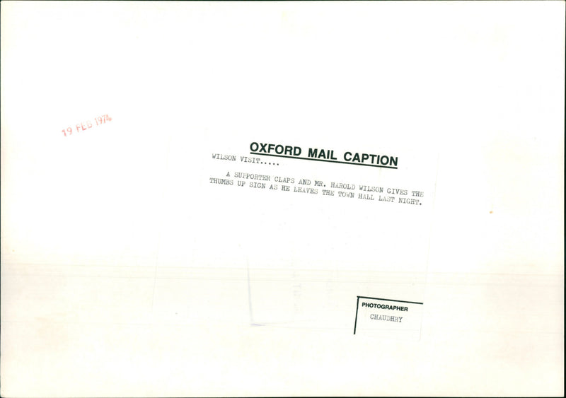 Harold Wilson - Vintage Photograph