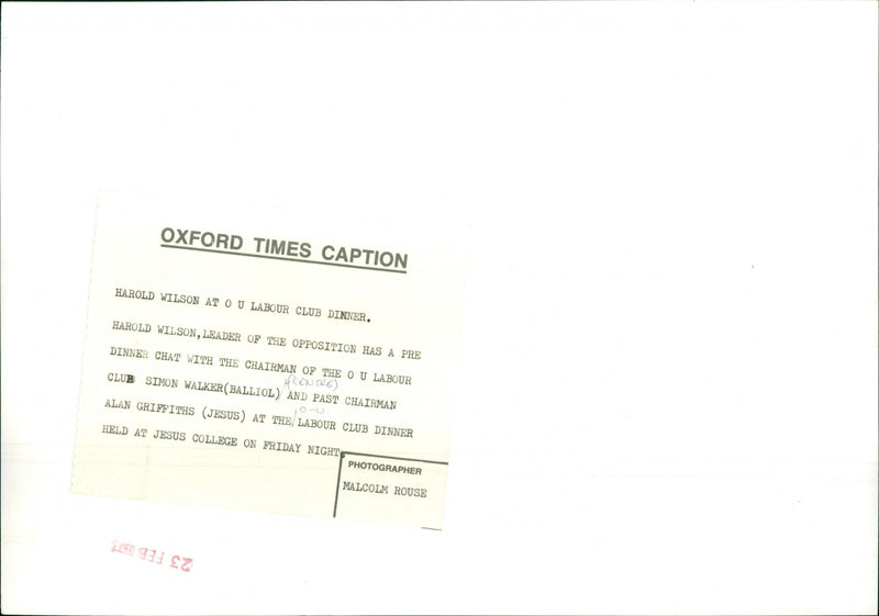 Harold Wilson - Vintage Photograph