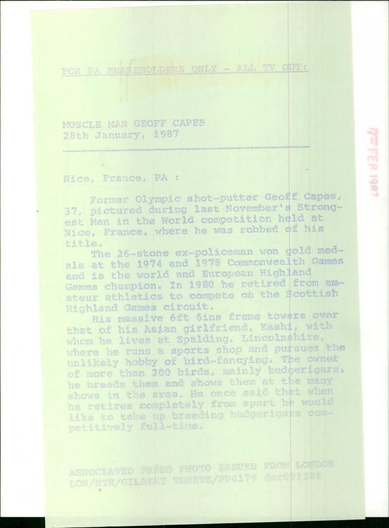 Geoff Capes - Vintage Photograph