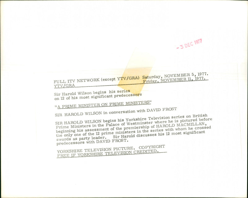 Harold Wilson - Vintage Photograph