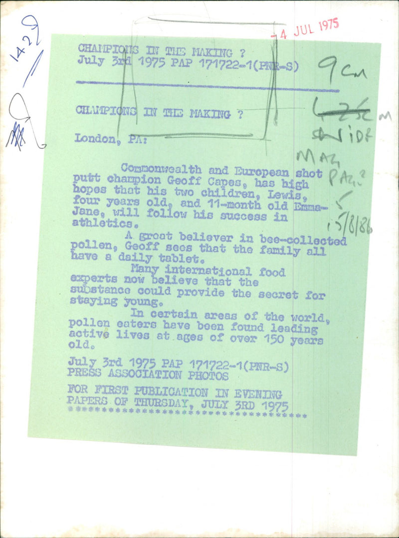 Geoff Capes, Lewis, Emma-Jane - Vintage Photograph