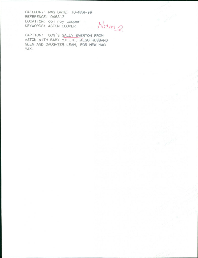 Sally Everton - Vintage Photograph