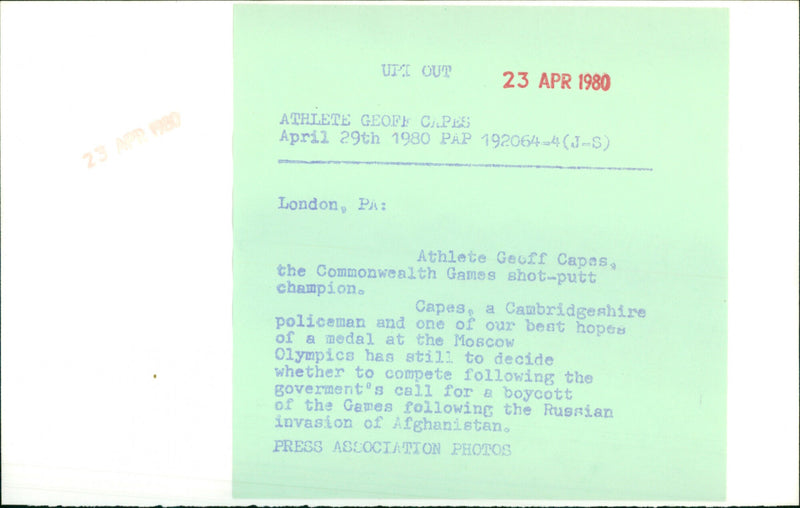 Geoffrey Capes - Vintage Photograph