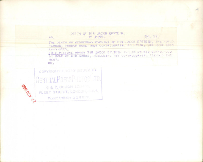 Sir Jacob Eipstein - Vintage Photograph