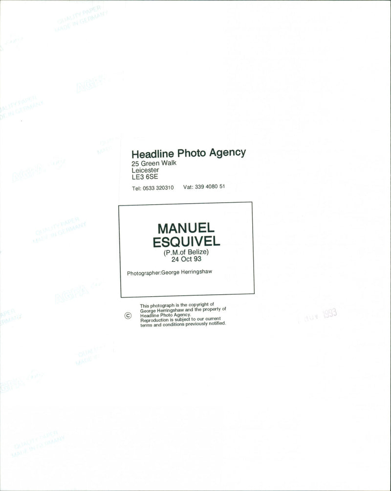 Belize Prime Minister Manuel Esquivel attending the CHOGM in Cyprus. - Vintage Photograph