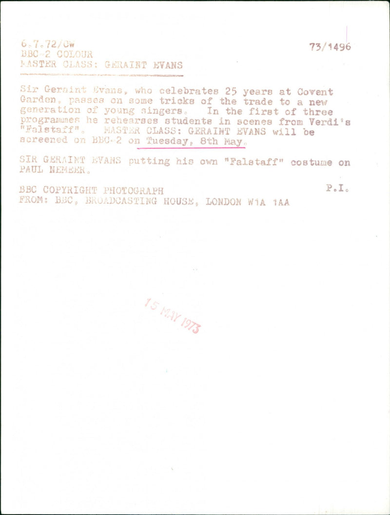 Sir Geraint Evans - Vintage Photograph