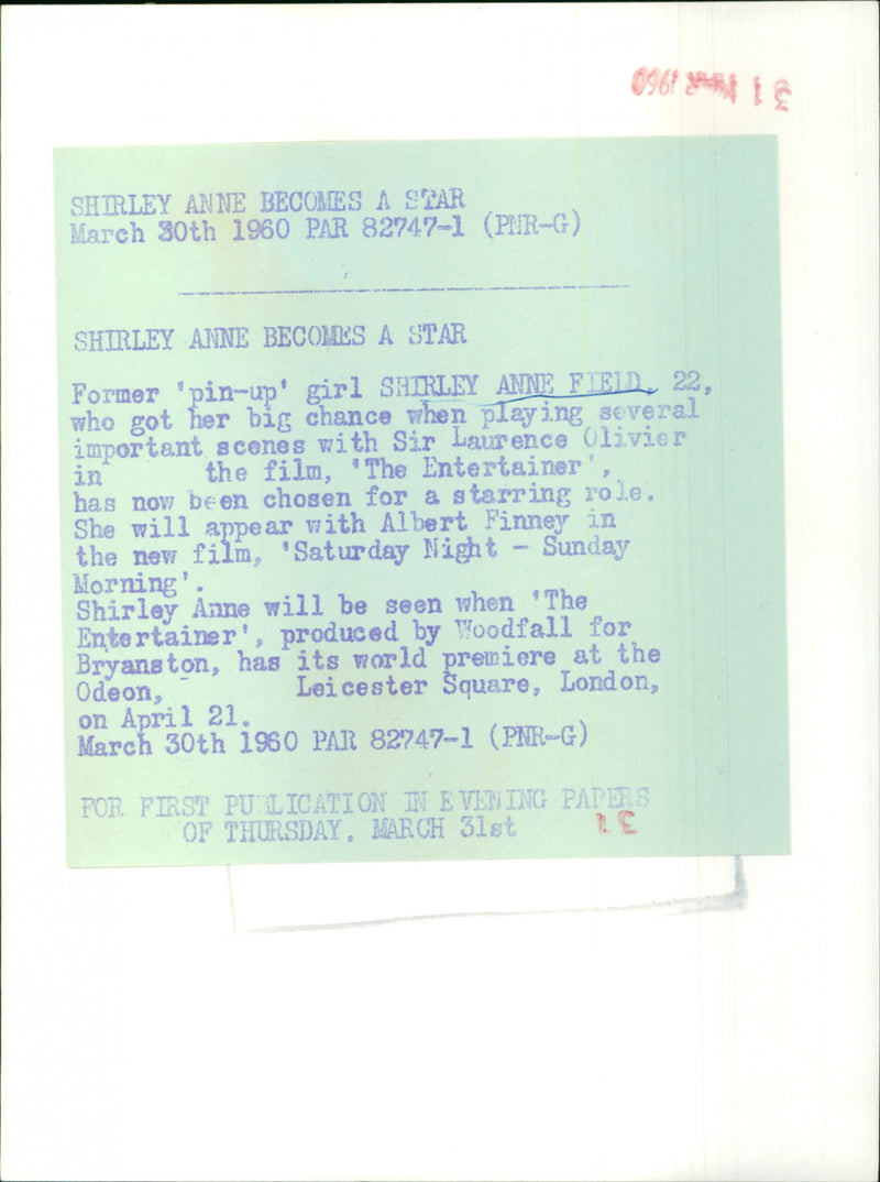 Shirley Anne Field - Vintage Photograph