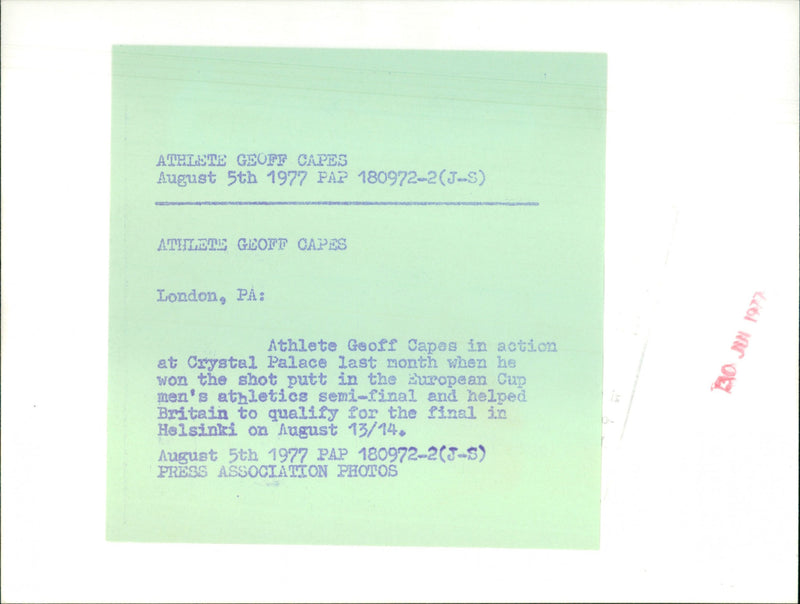 Geoff Capes - Vintage Photograph