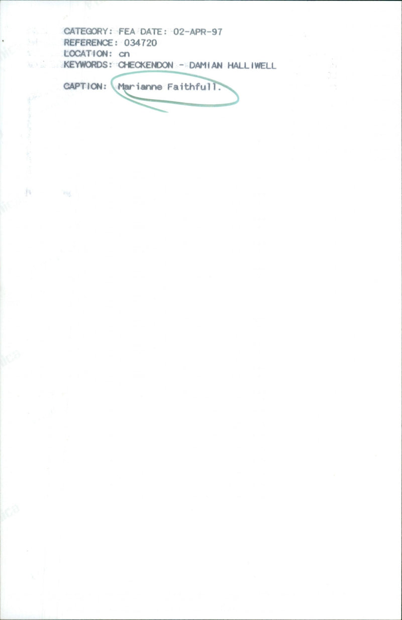 Marianne Faithfull - Vintage Photograph