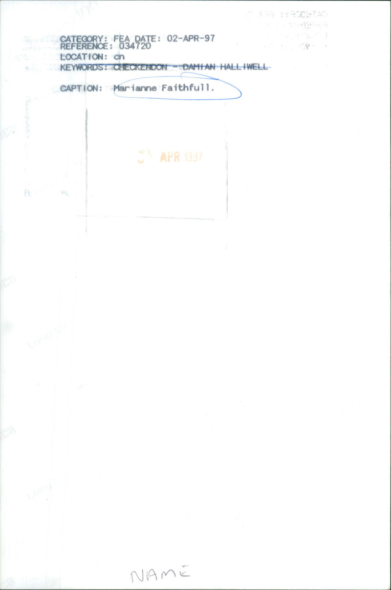 Marianne Faithfull - Vintage Photograph