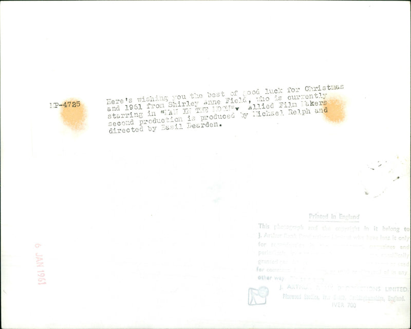 Shirley Anne Field - Vintage Photograph