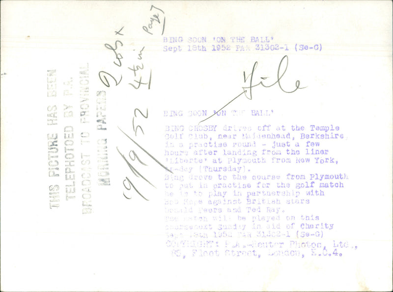 Bing Crosby - Vintage Photograph