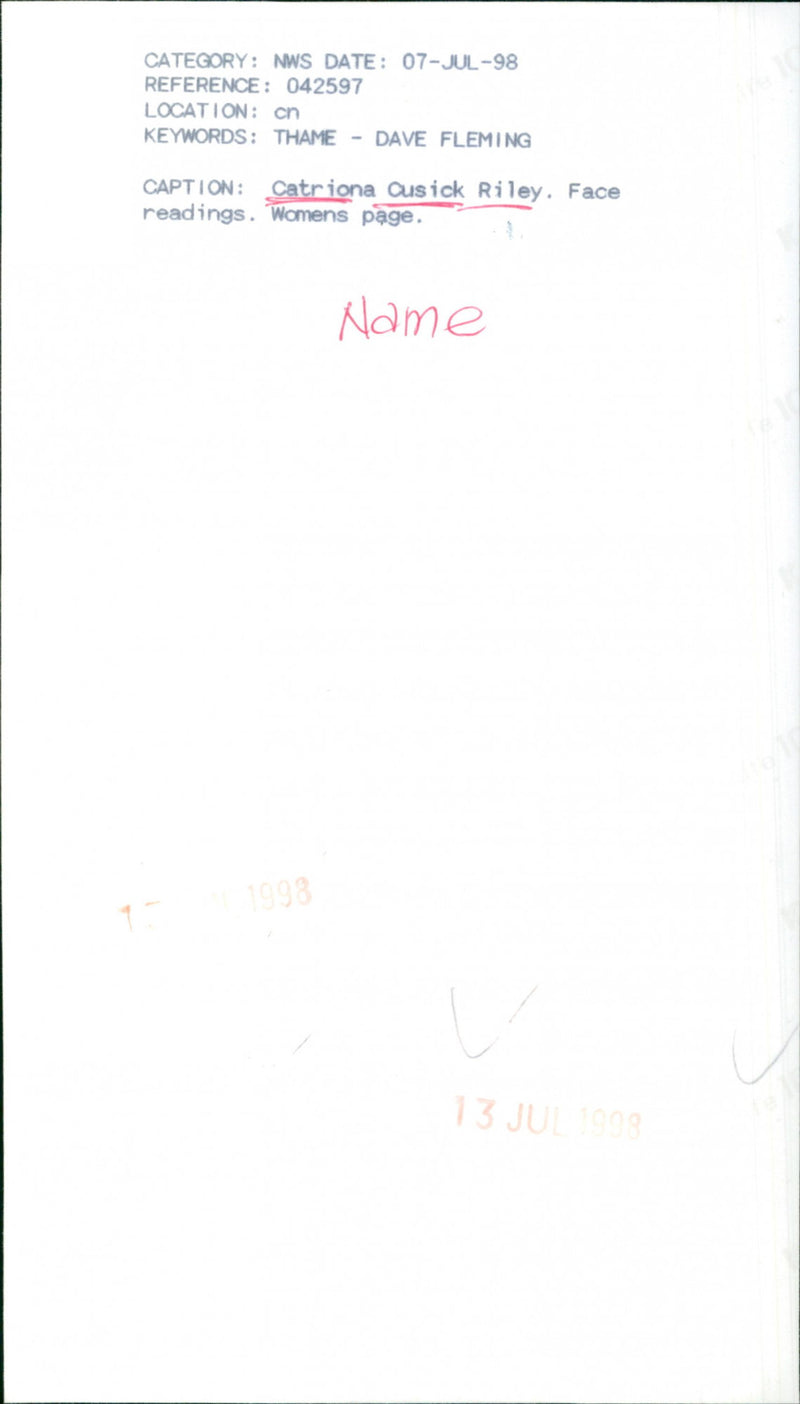 Catriona Cusick Riley - Vintage Photograph