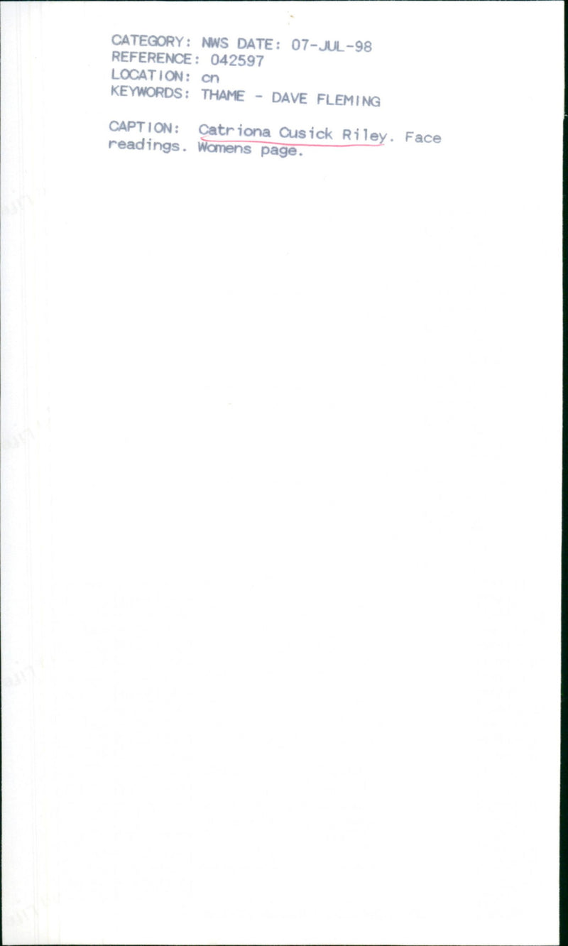 Catriona Cusick Riley - Vintage Photograph