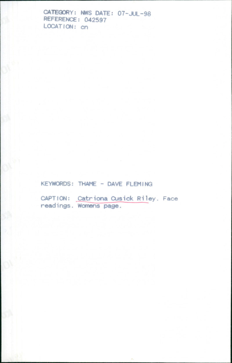 Catriona Cusick Riley - Vintage Photograph