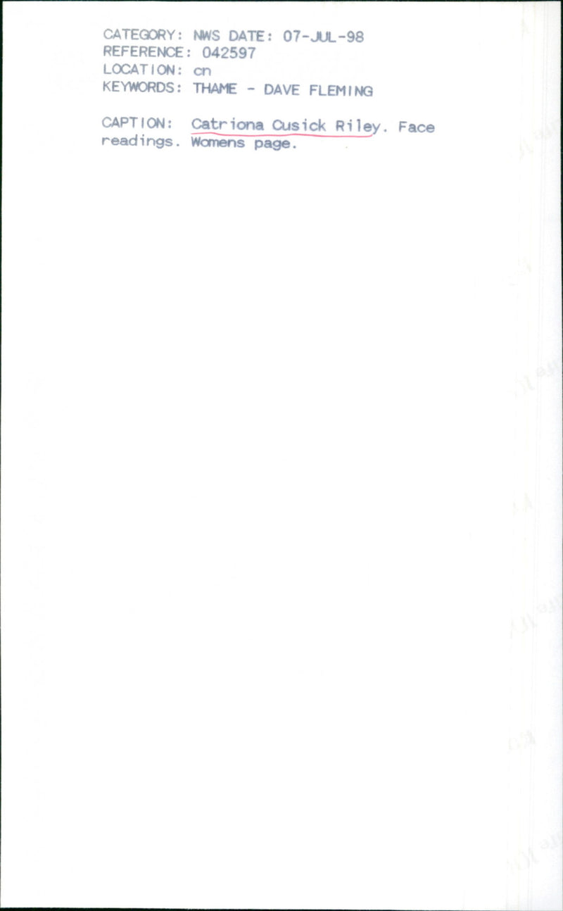 Catriona Cusick Riley - Vintage Photograph