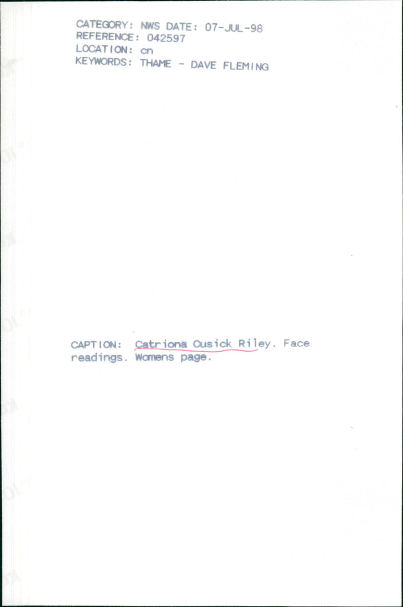 Catriona Cusick Riley - Vintage Photograph