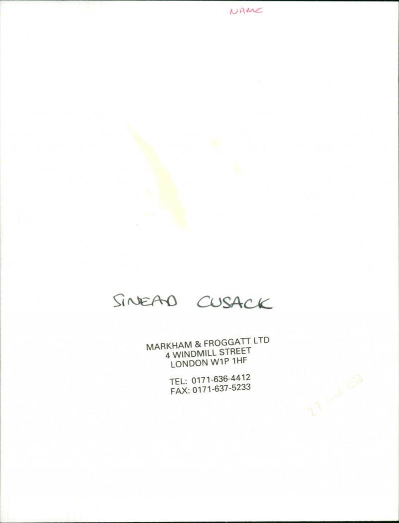 Sinead Cusack - Vintage Photograph