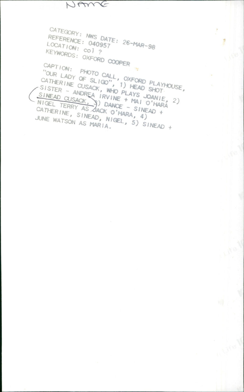 Sinead Cusack - Vintage Photograph