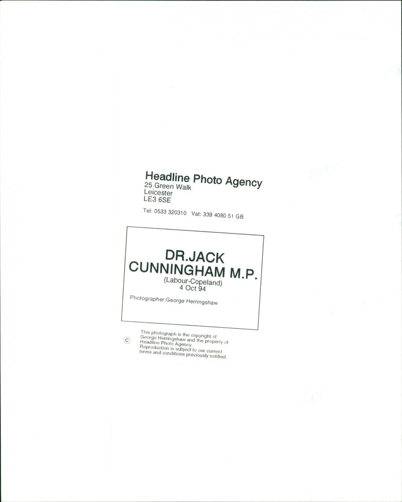 Dr Jack Cunningham - Vintage Photograph