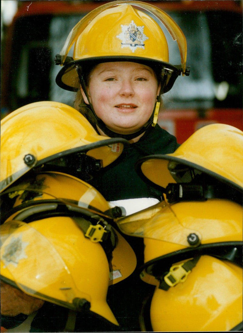 Firefighter Jenny Cunningham of Watlington Fire Station poses for a photograph. - Vintage Photograph