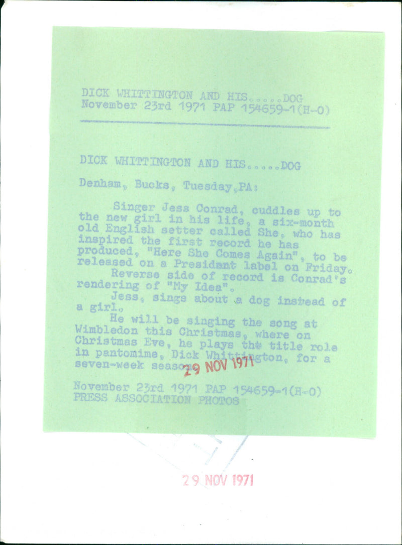 Jess Conrad - Vintage Photograph