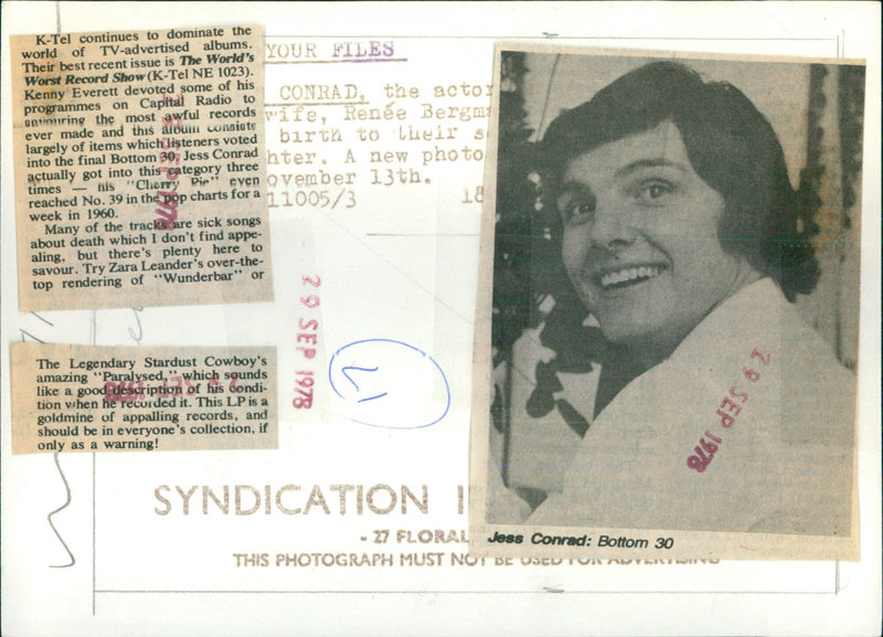 Jess Conrad - Vintage Photograph