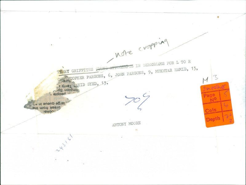 Terry Griffiths - Vintage Photograph