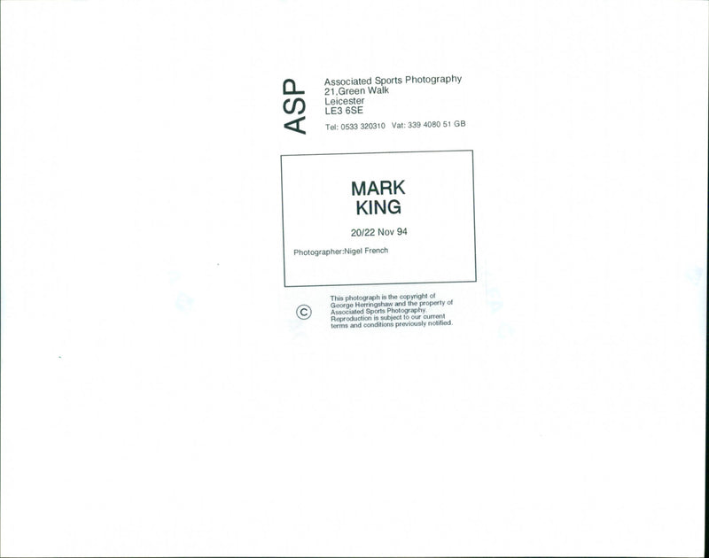 Mark King - Vintage Photograph