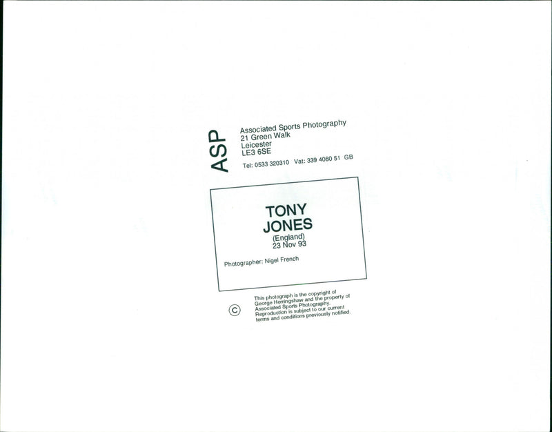 Tony Jones - Vintage Photograph