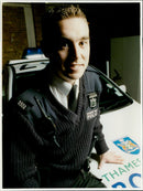 PC Simon Collins of the Thames Valley Police at Witney Police Station. - Vintage Photograph