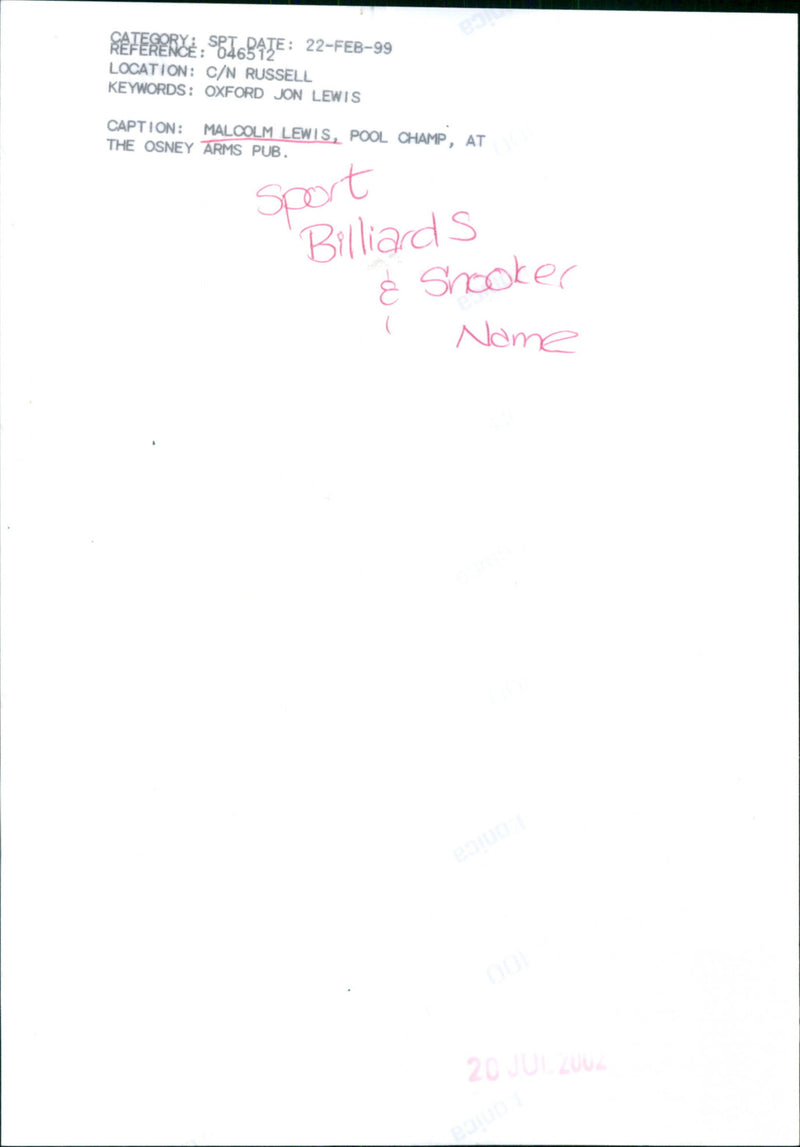 Malcolm Lewis - Vintage Photograph