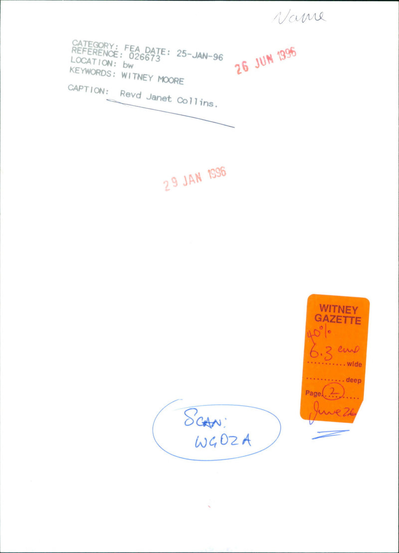 Rev Janet Collins - Vintage Photograph