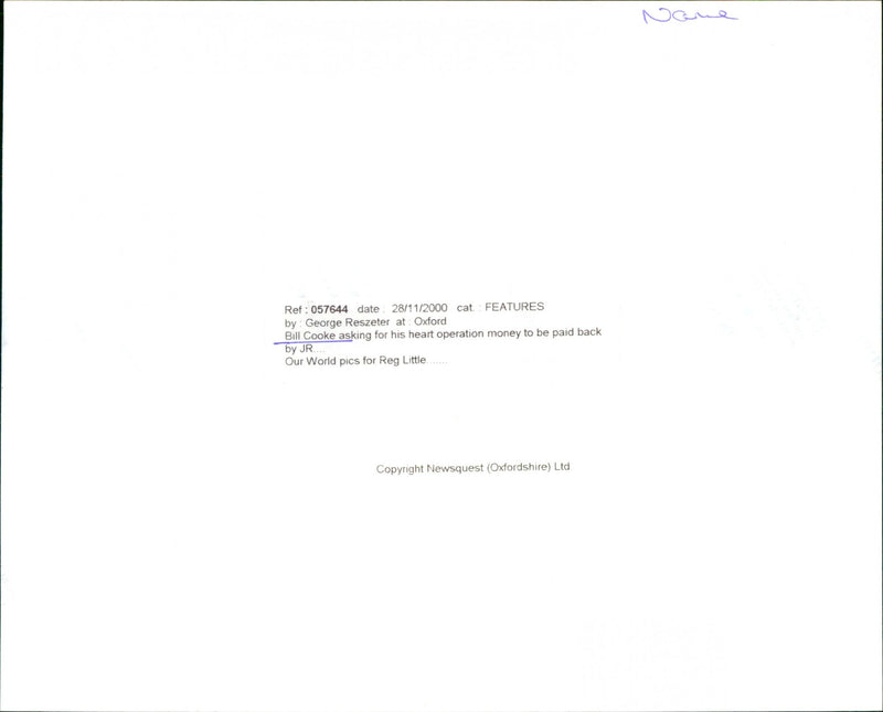 Bill Cooke - Vintage Photograph