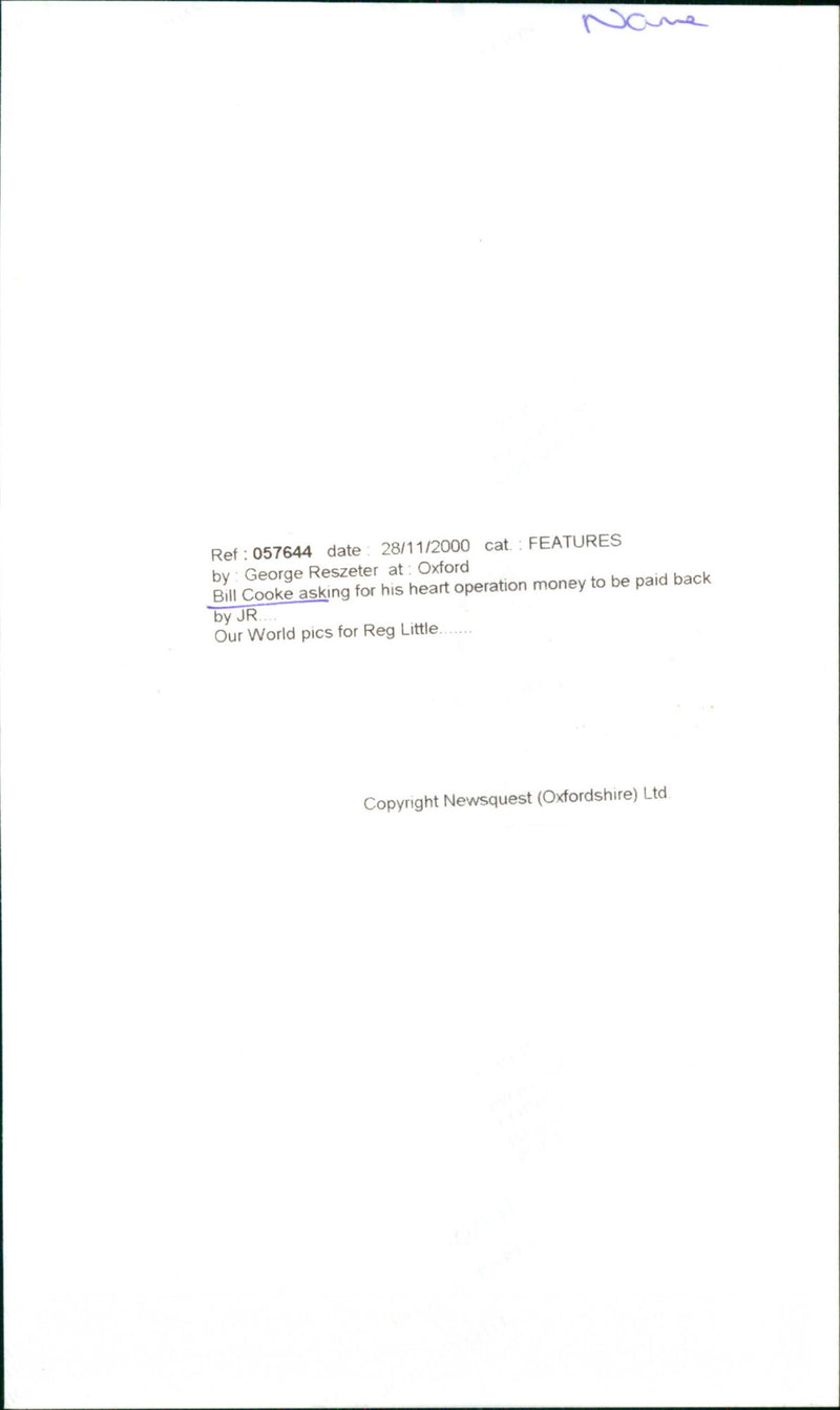 Bill Cooke - Vintage Photograph