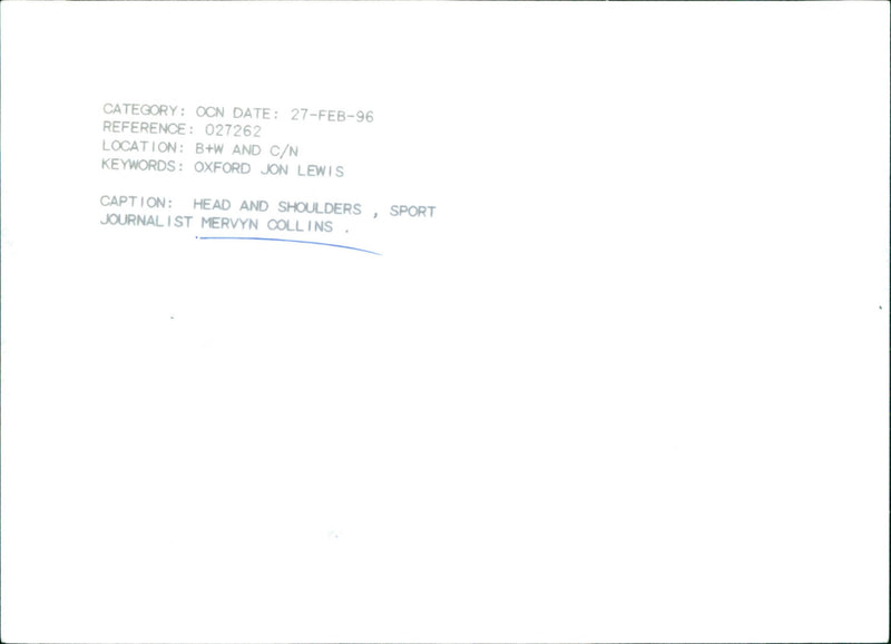 Mervyn Collins - Vintage Photograph