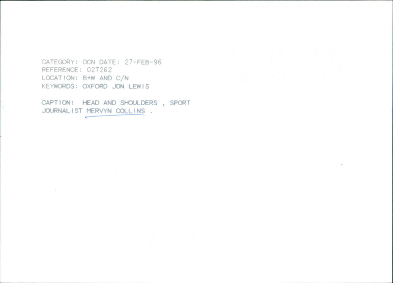 Mervyn Collins - Vintage Photograph