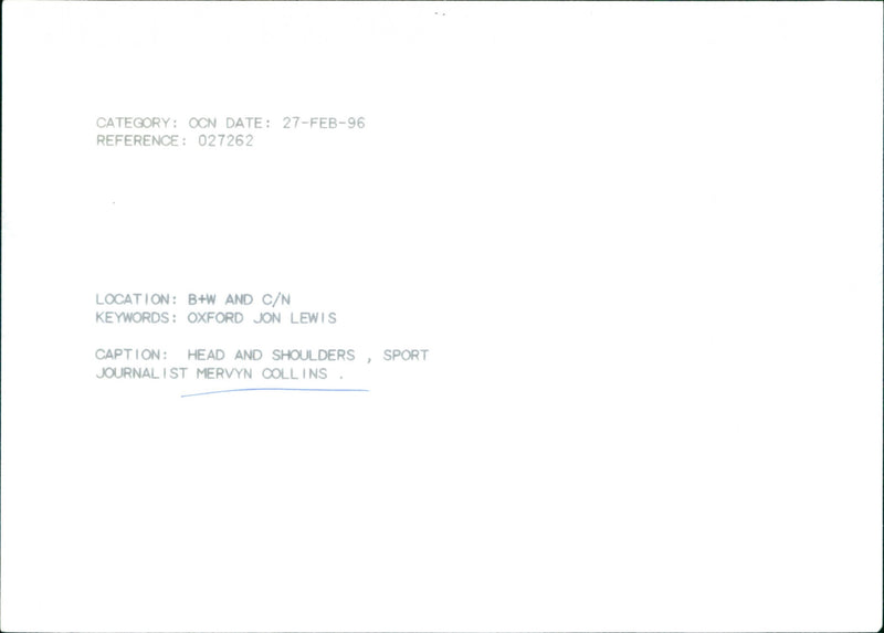 Mervyn Collins - Vintage Photograph