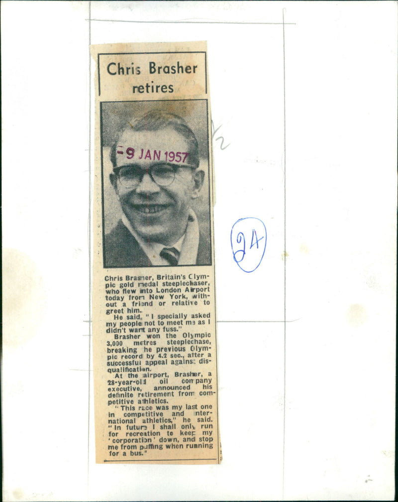 Christopher Brasher - Vintage Photograph